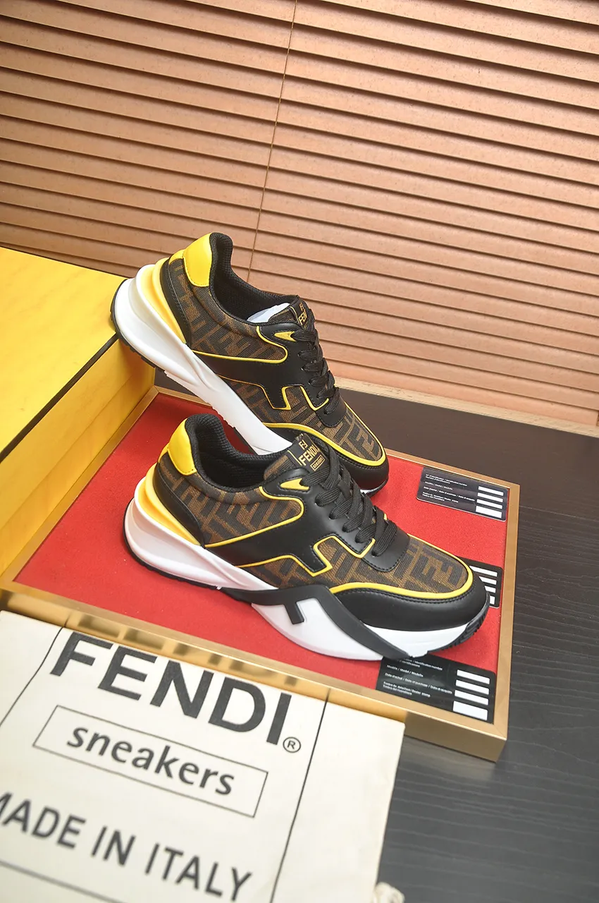 Men's shoes 💰600💶 [Fendi] The latest casual sports shoes 🔥 Many 💑 stars have the same style FD match. The original version is a one-to-one replica. Designer Kim Jones's first fendi match and Donkey brand Trainer basketball sneakers. Material: Original silk mesh. Lining: Breathable mesh. Packaging: Original 1:1 matching high-end packaging. Size: 38-45 (45 is custom-made and cannot be returned or exchanged)
